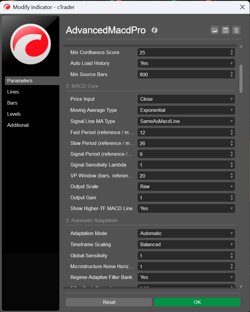 The parameter dialog