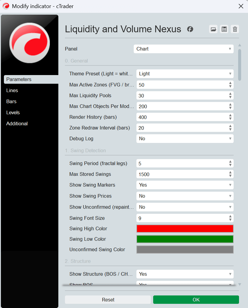 Parameter dialog, light theme